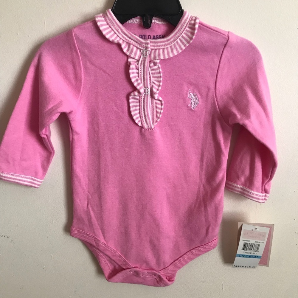 U.S. POLO ASSN. PINK RUFFLE BODYSUIT